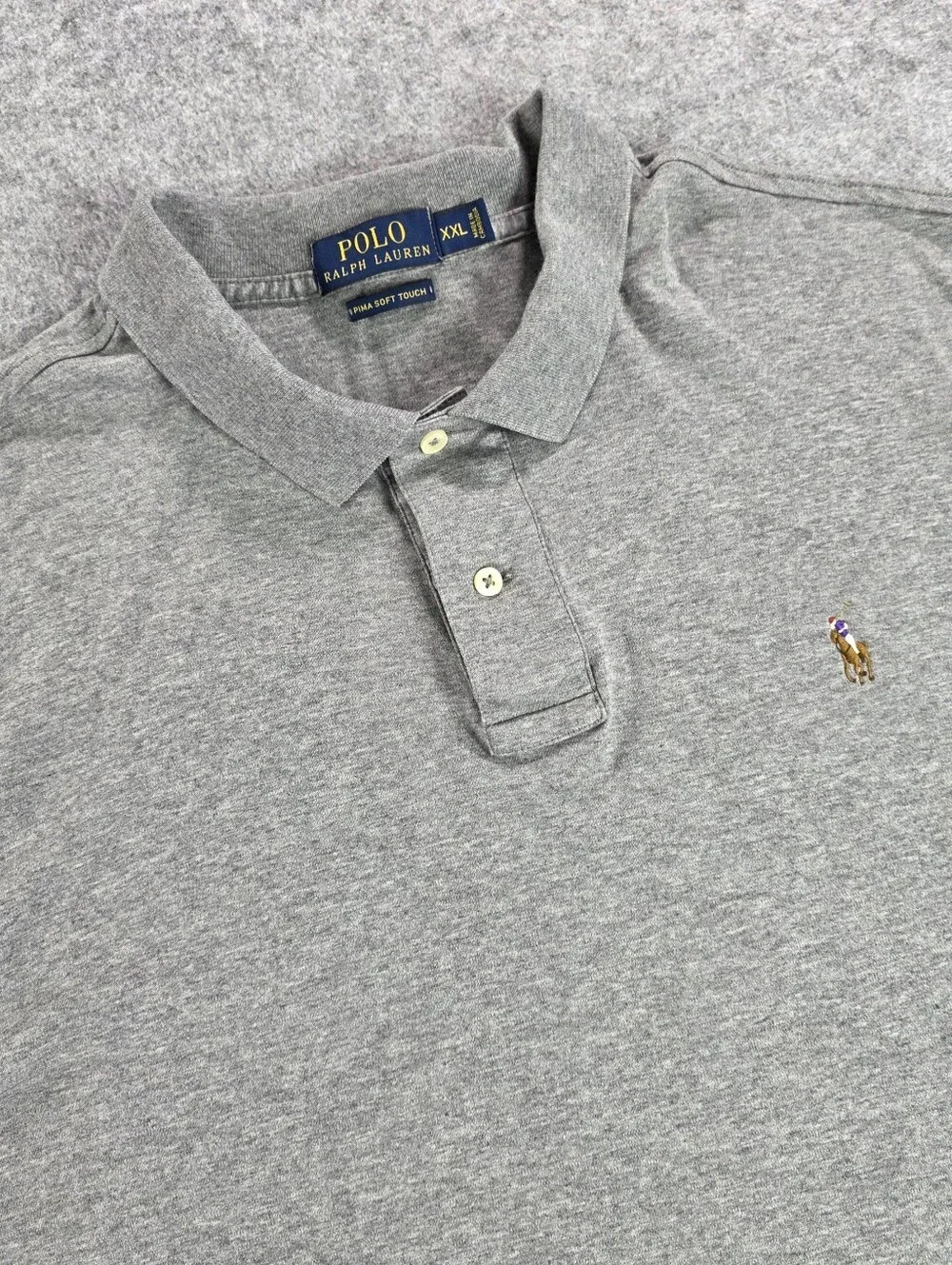 Ralph Lauren Gray Polo Shirt with Flesh Pony Pima Cotton Sz 2XL